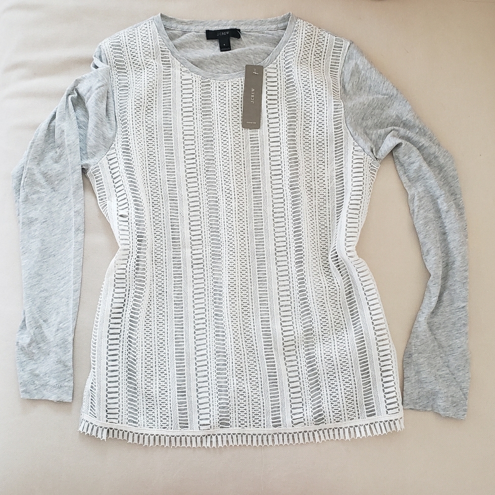 J Crew lace front long sleeved shirt